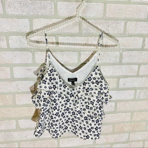 TopShop Floral Print Cold Shoulder Blouse - Picture 4 of 7